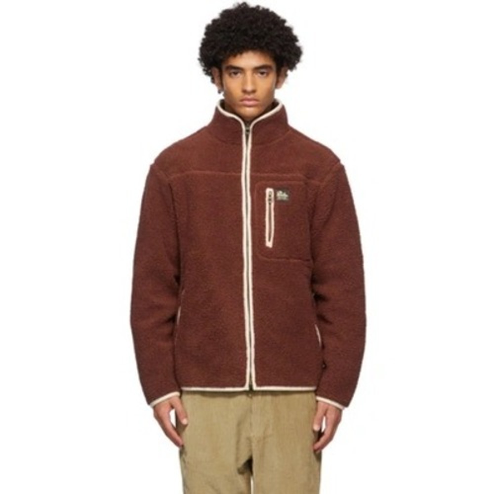 Aime Leon Dore Sherpa Fleece Jacket Smoked Paprika Mens XL Full Zip Logo Patch